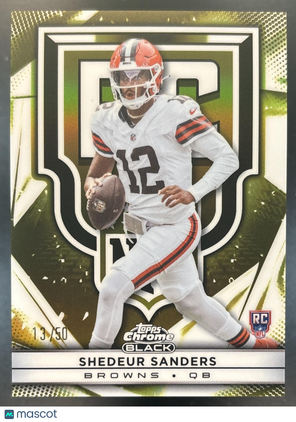 2025 Topps Chrome Black Shedeur Sanders Rookie Design Variation Gold /50 RC