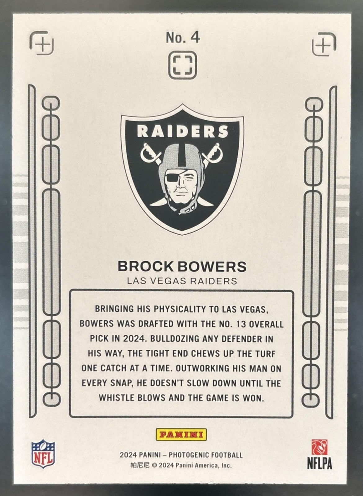 2024 Panini Photogenic Brock Bowers Rookie Pix Orange /25 #4 RC Raiders