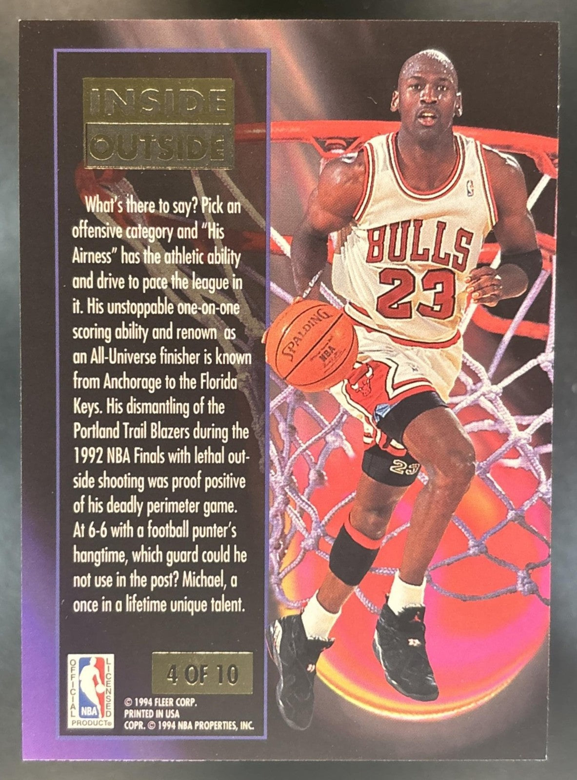 1993-94 Fleer Ultra Michael Jordan Inside Outside #4 Chicago Bulls