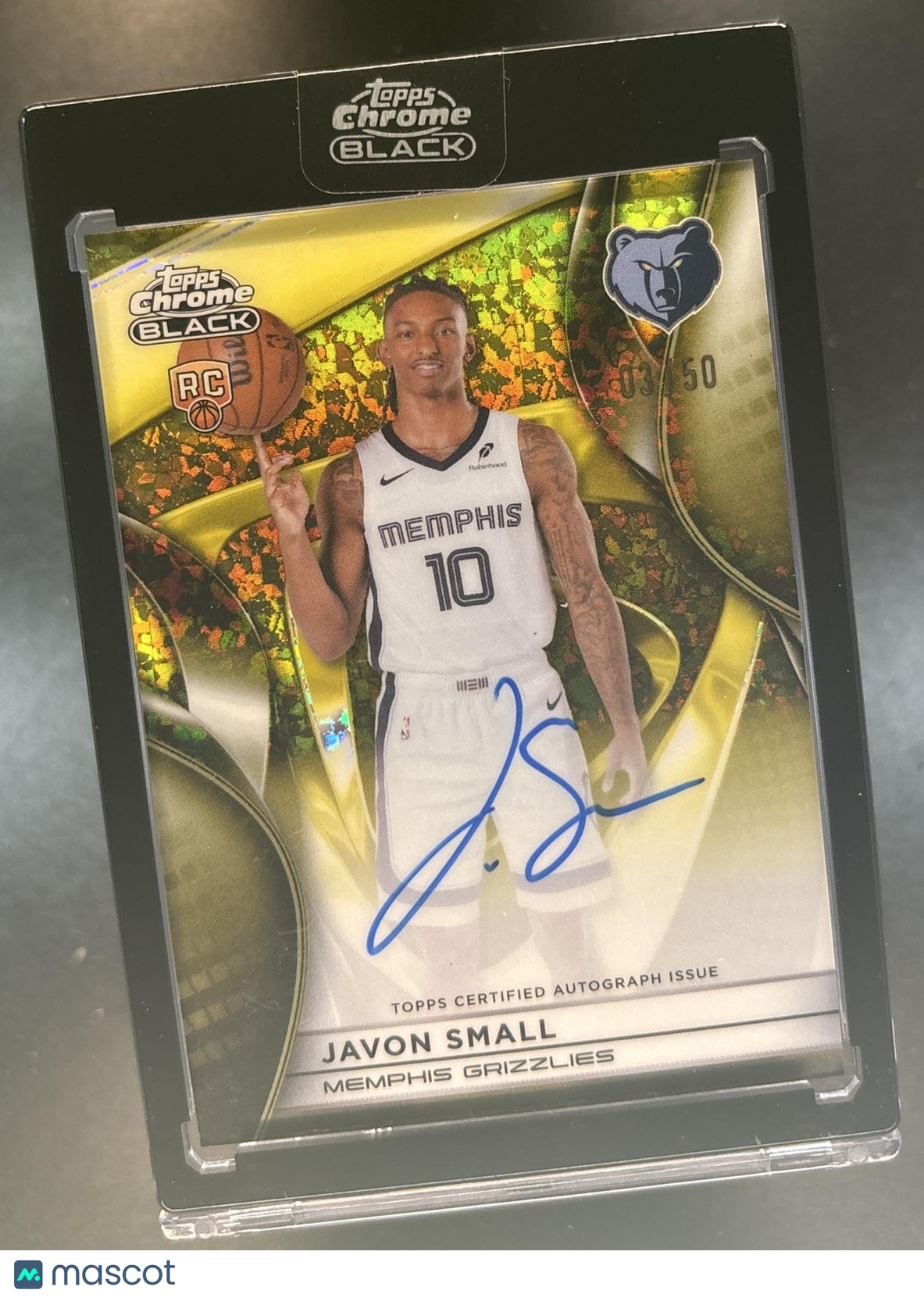 2025-26 Topps Chrome Black Javon Small Auto Gold Mini-Diamond /50 RC Grizzlies