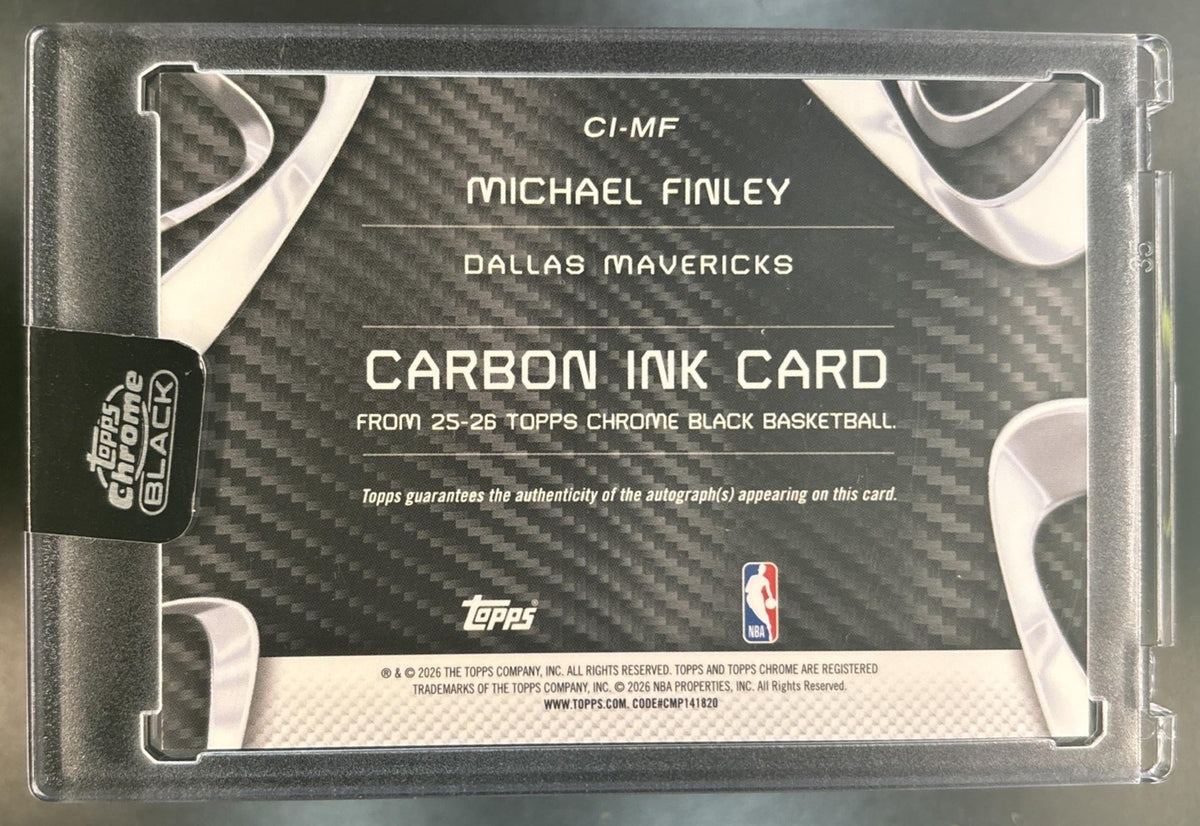 2025-26 Topps Chrome Black Michael Finley Carbon Ink Blue /150 Auto Mavericks