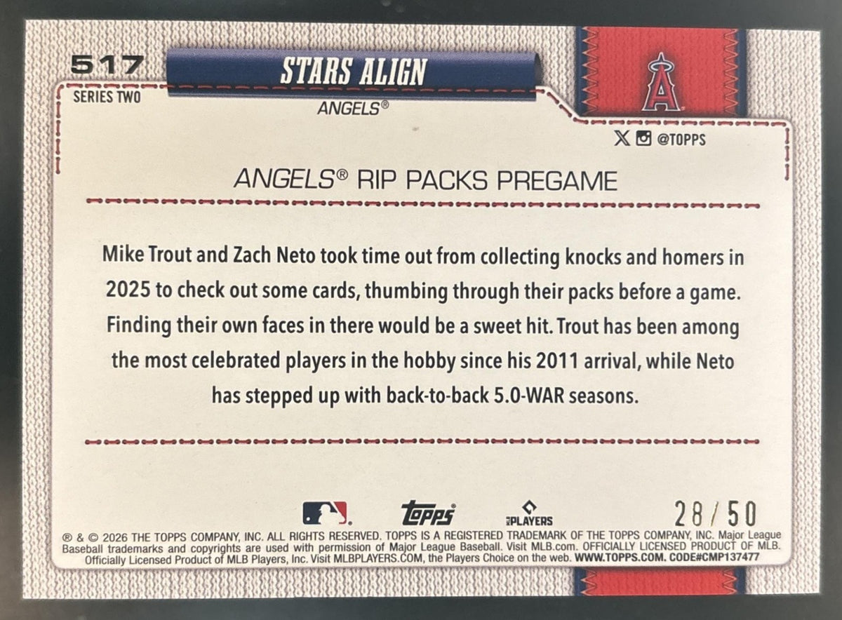 2026 Topps Series 2 Stars Align Gold Diamante /50 #517 Los Angeles Angels