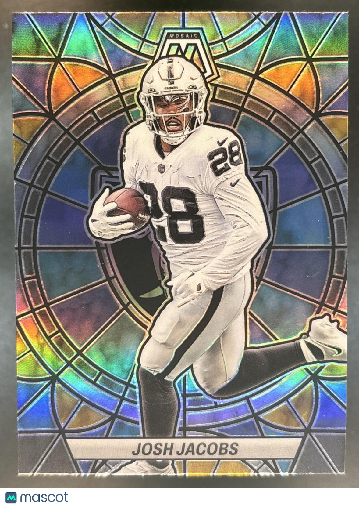 2023 Panini Mosaic Josh Jacobs Stained Glass #SG-12 Las Vegas Raiders