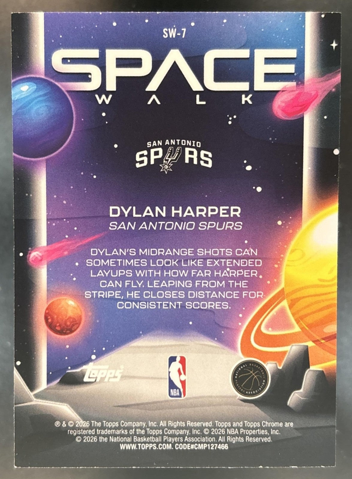 2025-26 Topps Cosmic Chrome Dylan Harper Space Walk Blue Moon /99 RC Spurs