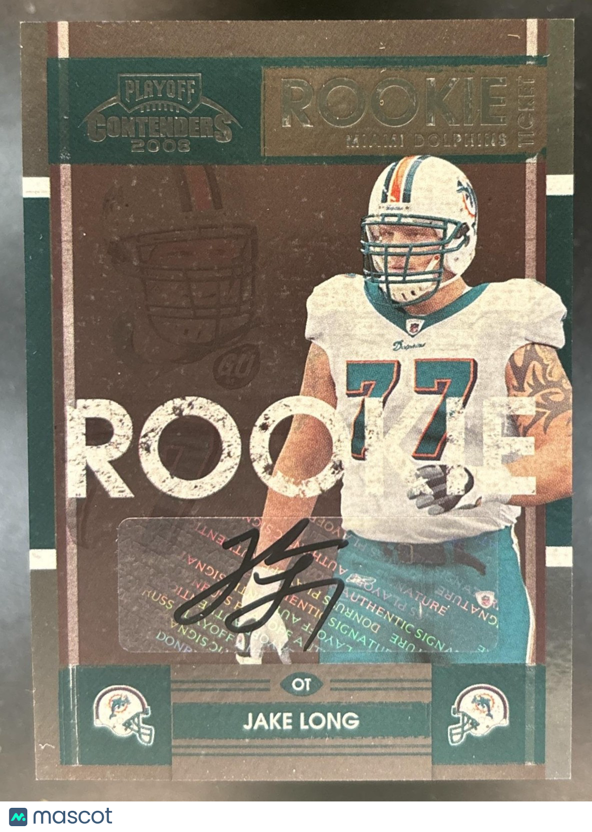2008 Playoff Contenders Jake Long #144 RC Auto Miami Dolphins