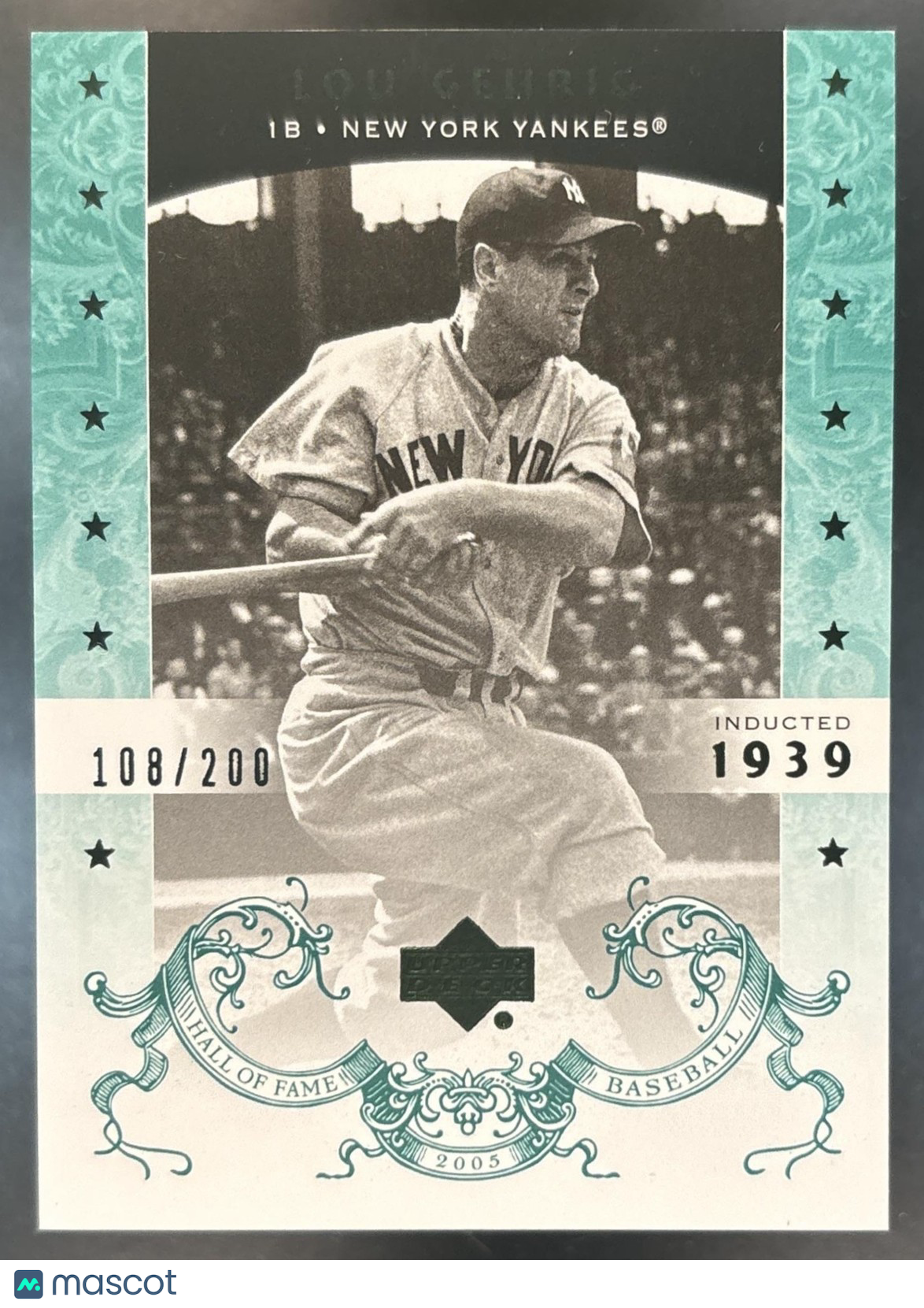 2005 Upper Deck Hall of Fame Lou Gehrig Green /200 #79 New York Yankees