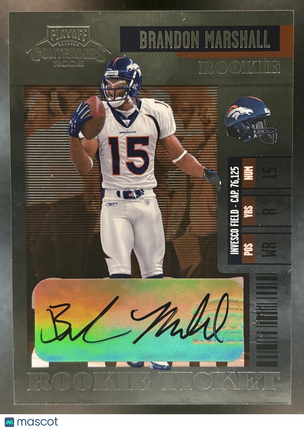 2006 Playoff Contenders Brandon Marshall #147 RC Auto Denver Broncos