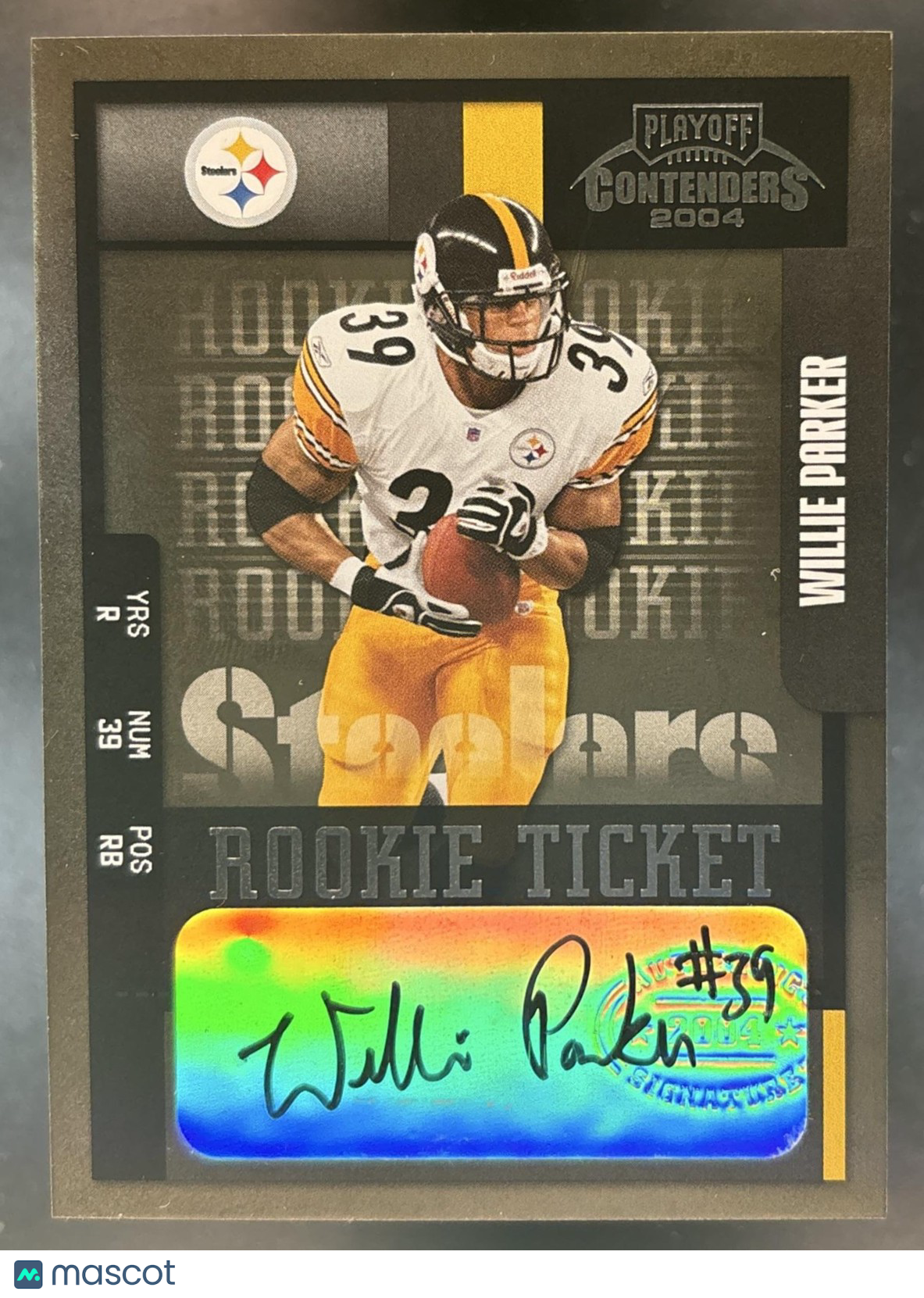 2004 Playoff Contenders Willie Parker #188a RC Auto Pittsburgh Steelers