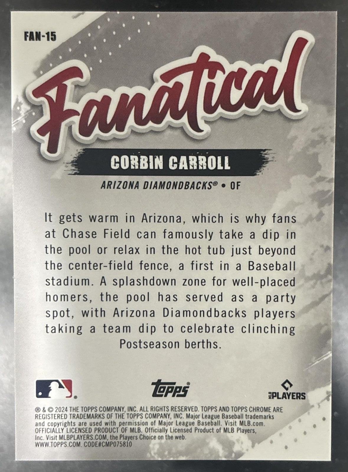 2024 Topps Chrome Corbin Carroll Fanatical /50 #FAN-15 Arizona Diamondbacks