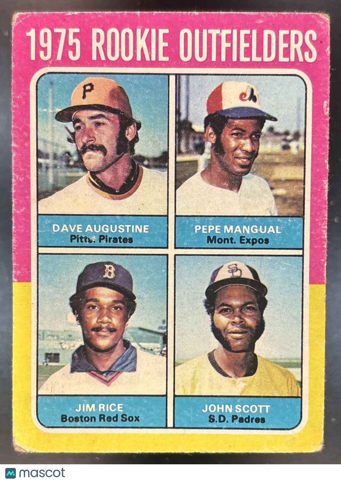 1975 Topps Outfielders Dave Augustine Pepe Mangual Jim Rice John Scott #616 RC