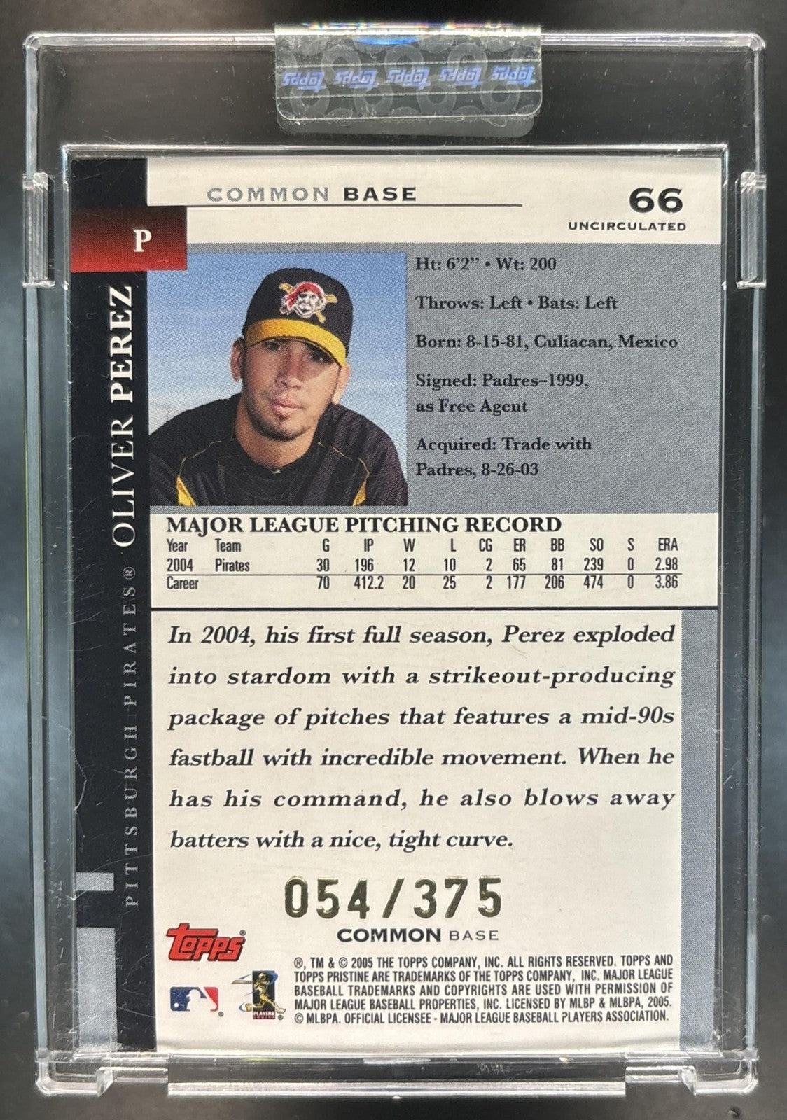 2005 Topps Pristine Oliver Perez Uncirculated Bronze /375 #66 Pittsburgh Pirates