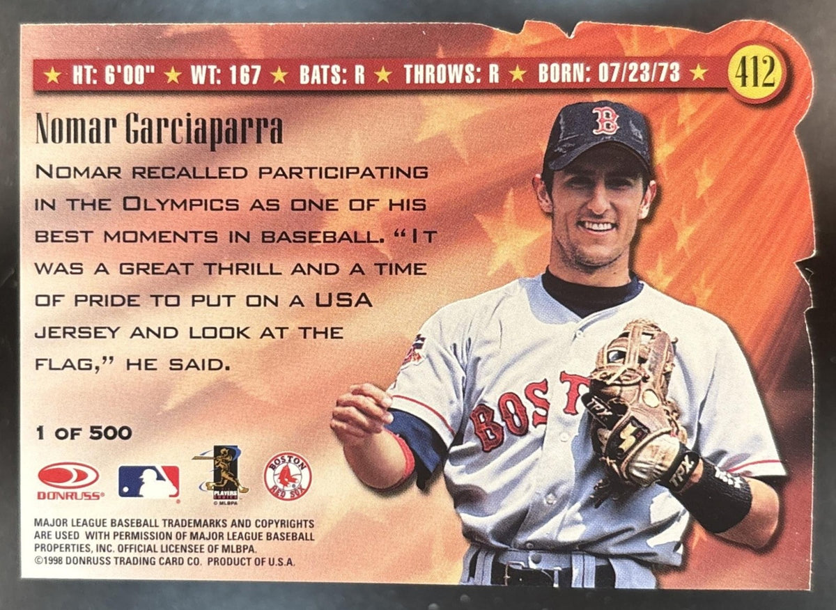 1998 Donruss Nomar Garciaparra Press Proofs Gold #412 Boston Red Sox