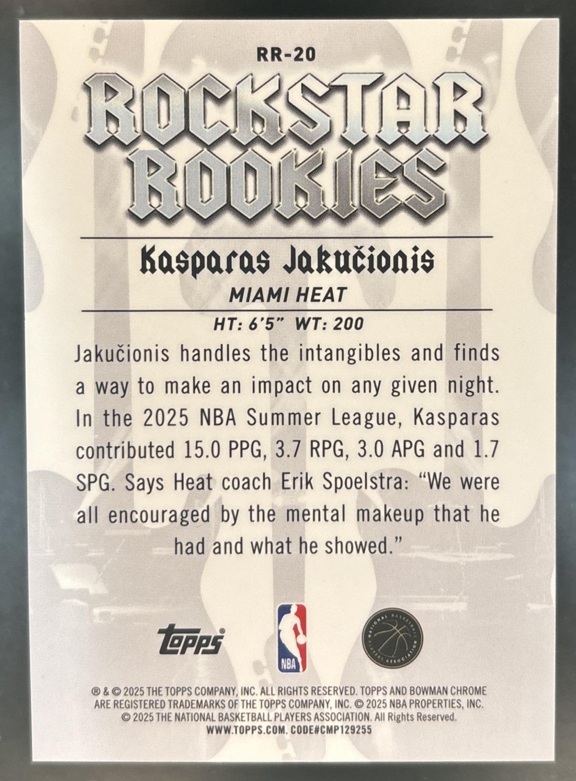 2025-26 Bowman Kasparas Jakucionis Chrome Rockstar Rookies Orange Geometric /25