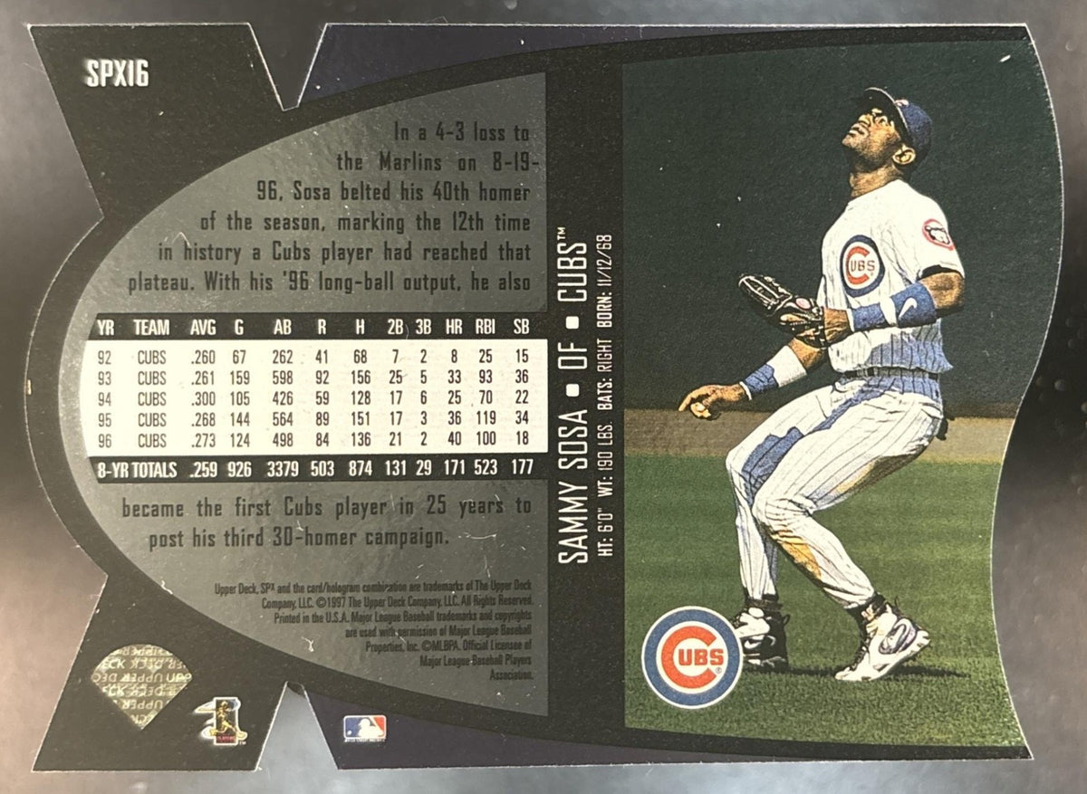 1997 SPx Sammy Sosa #SPX16 Chicago Cubs