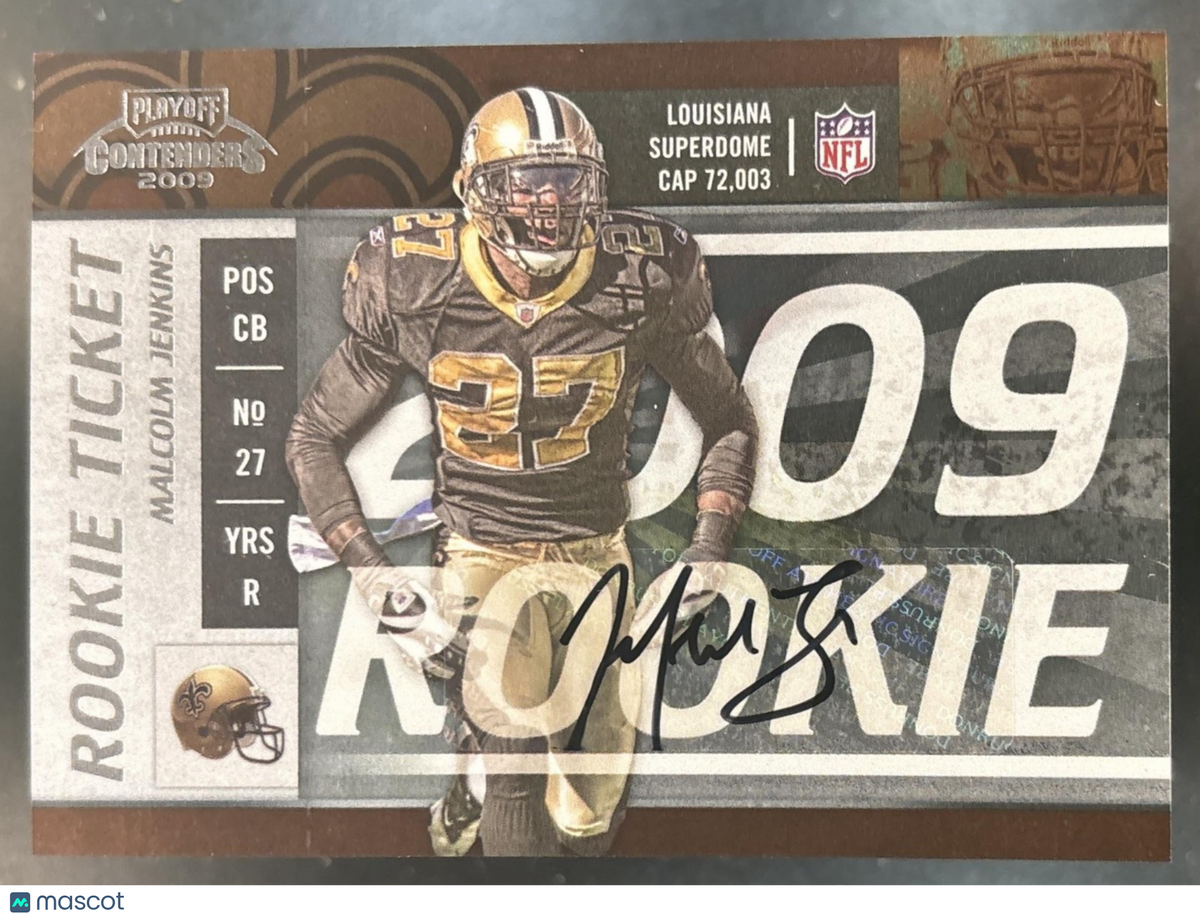 2009 Panini Playoff Contenders Malcolm Jenkins #186 RC Auto New Orleans Saints
