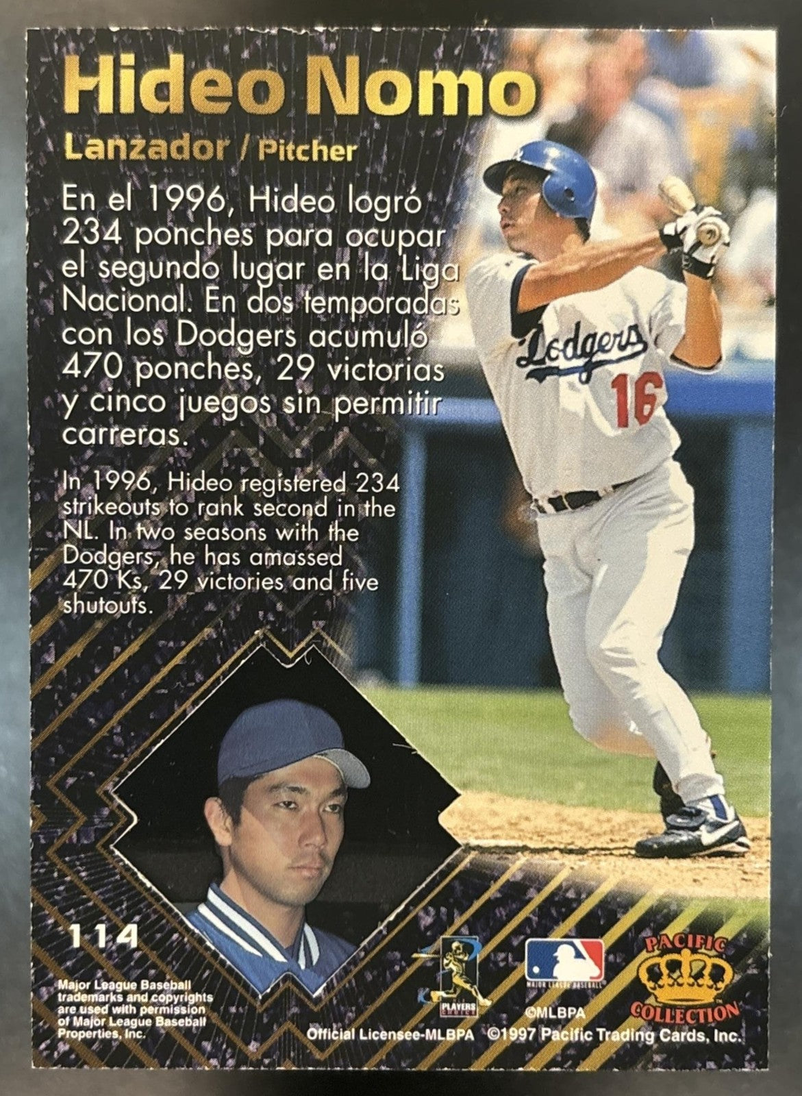 1997 Pacific Prism Invincible Hideo Nomo Platinum #114 Los Angeles Dodgers