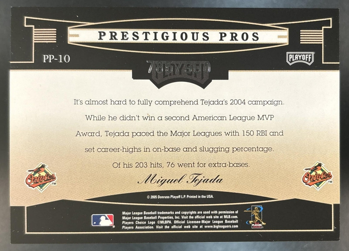 2005 Playoff Prestige Miguel Tejada Prestigious Pros Blue /900 #PP-10 Orioles