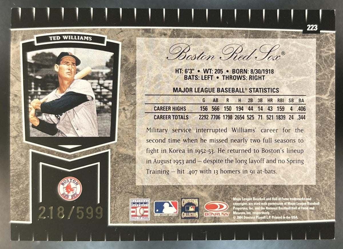 2004 Leaf Certified Cuts Ted Williams /599 #223 Legend Boston Red Sox