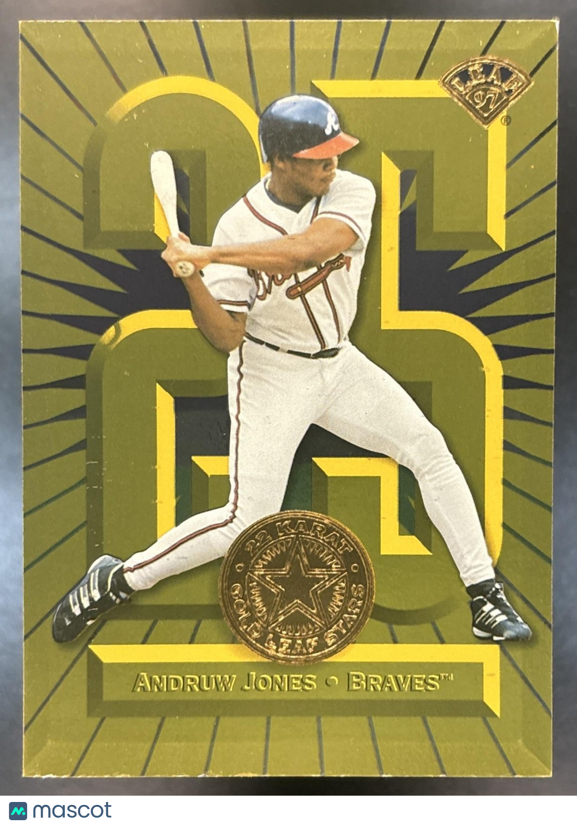 1997 Leaf Andruw Jones 22kt Gold Stars /2500 #4 RC Atlanta Braves