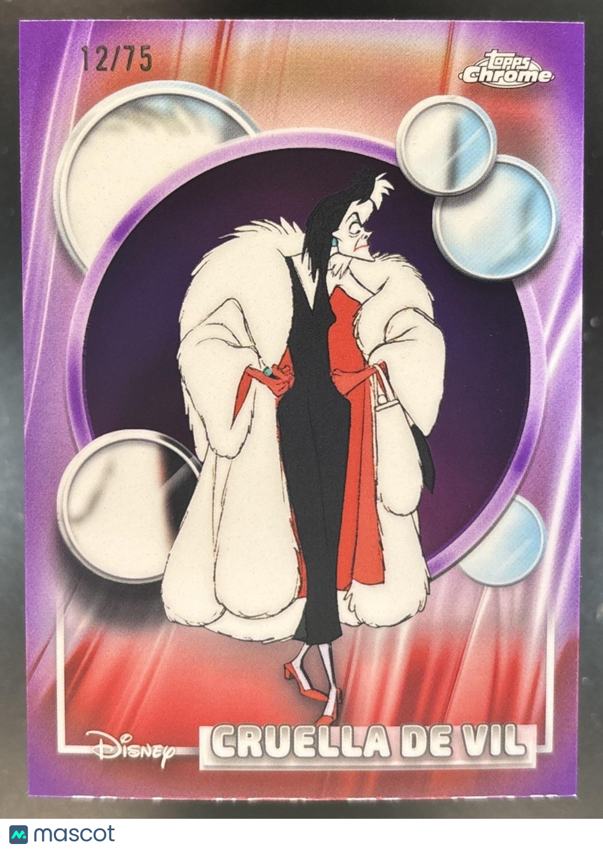 2026 Topps Chrome Disney Cruella de Vil Purple /75 One Hundred and Dalmatians