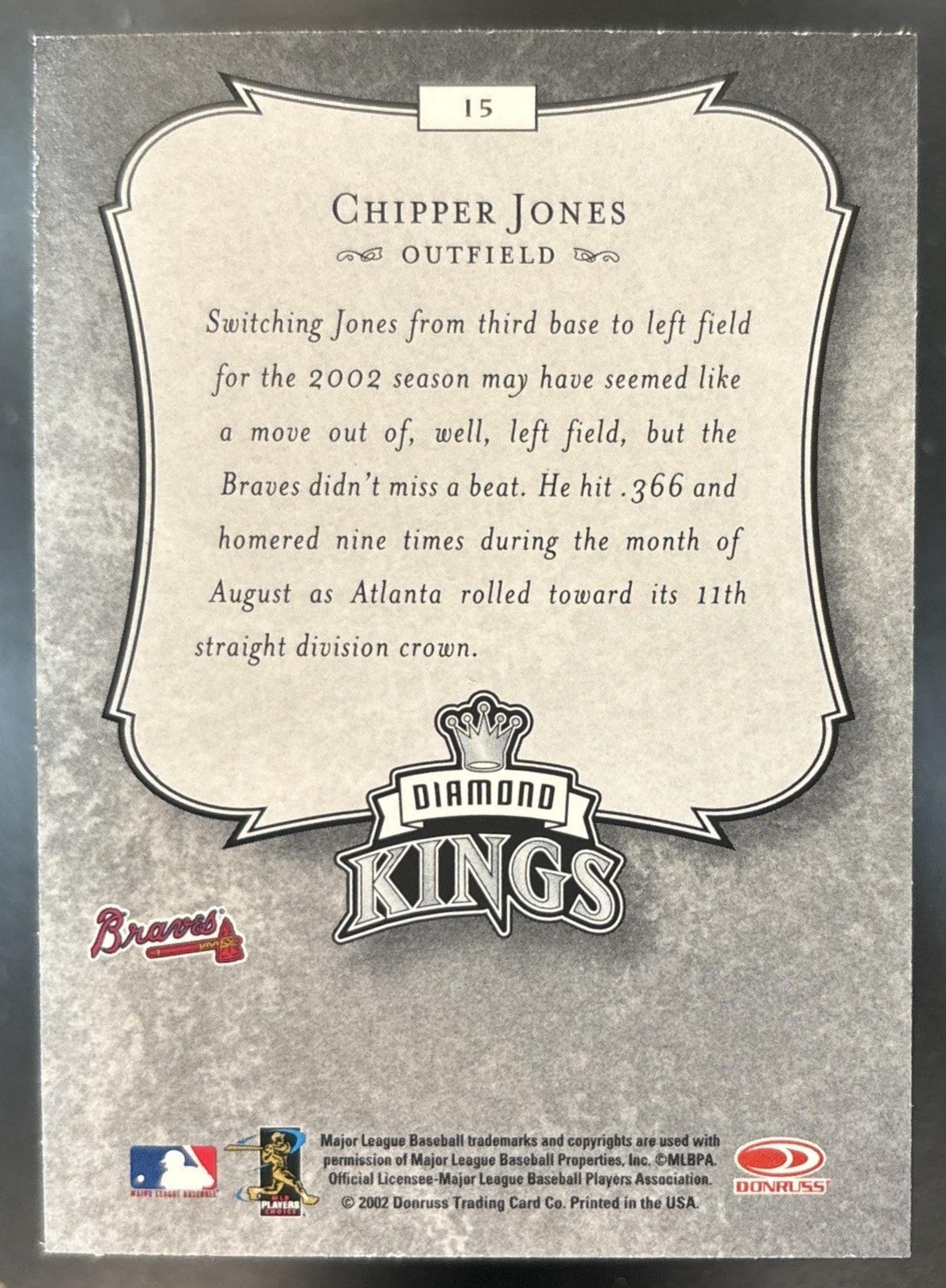 2003 Donruss Chipper Jones #15 Diamond Kings Atlanta Braves