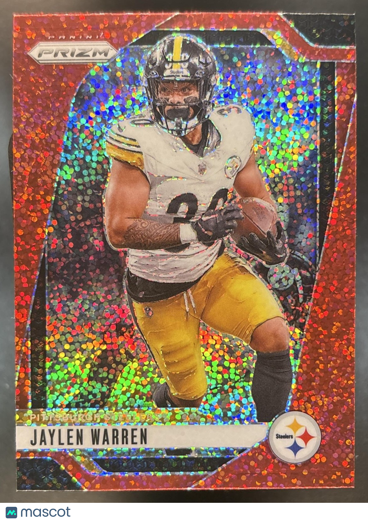 2024 Panini Prizm Jaylen Warren Red Sparkle #242 Pittsburgh Steelers