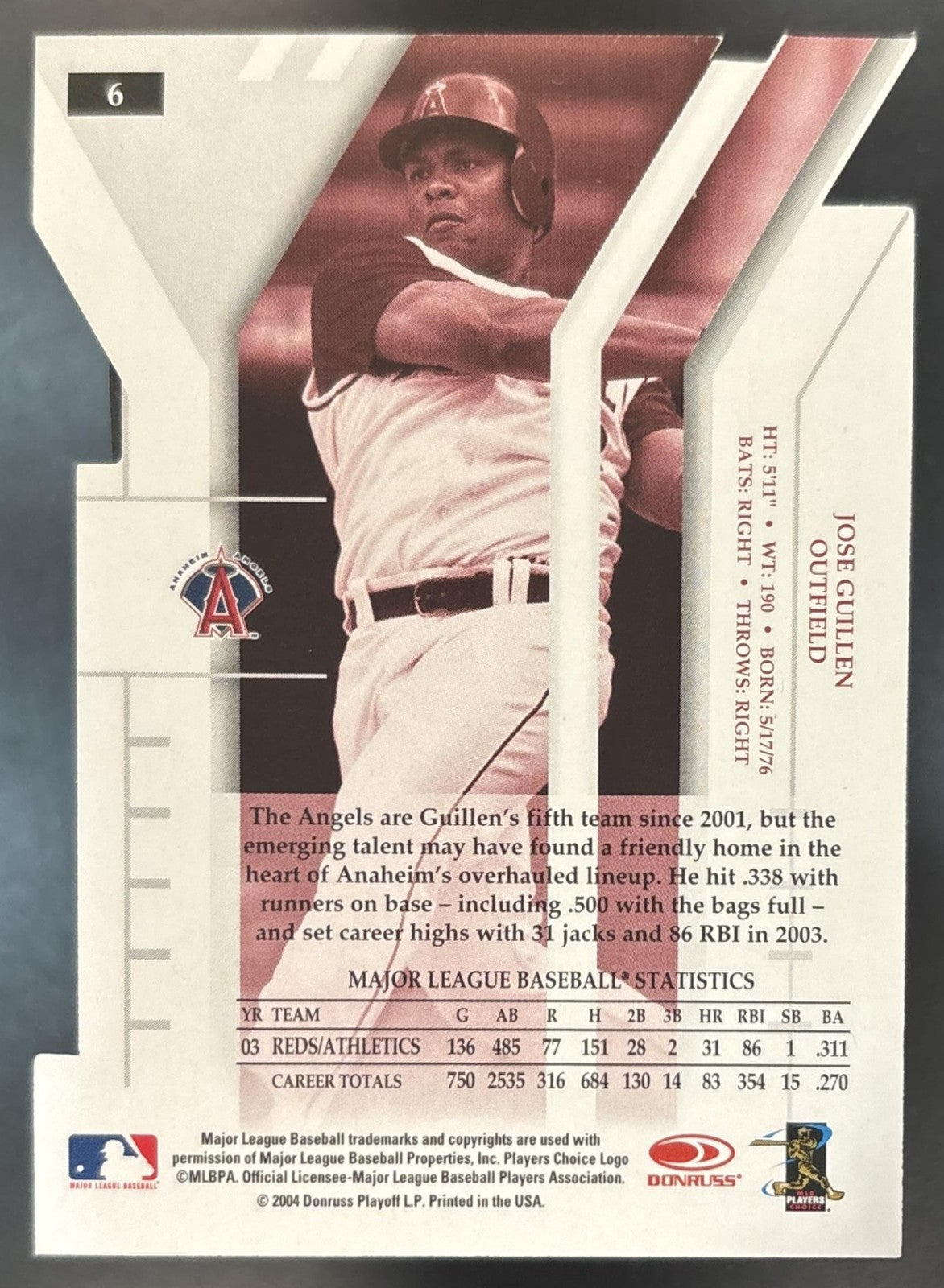 2004 Donruss Elite Jose Guillen Aspirations 1/94 #6