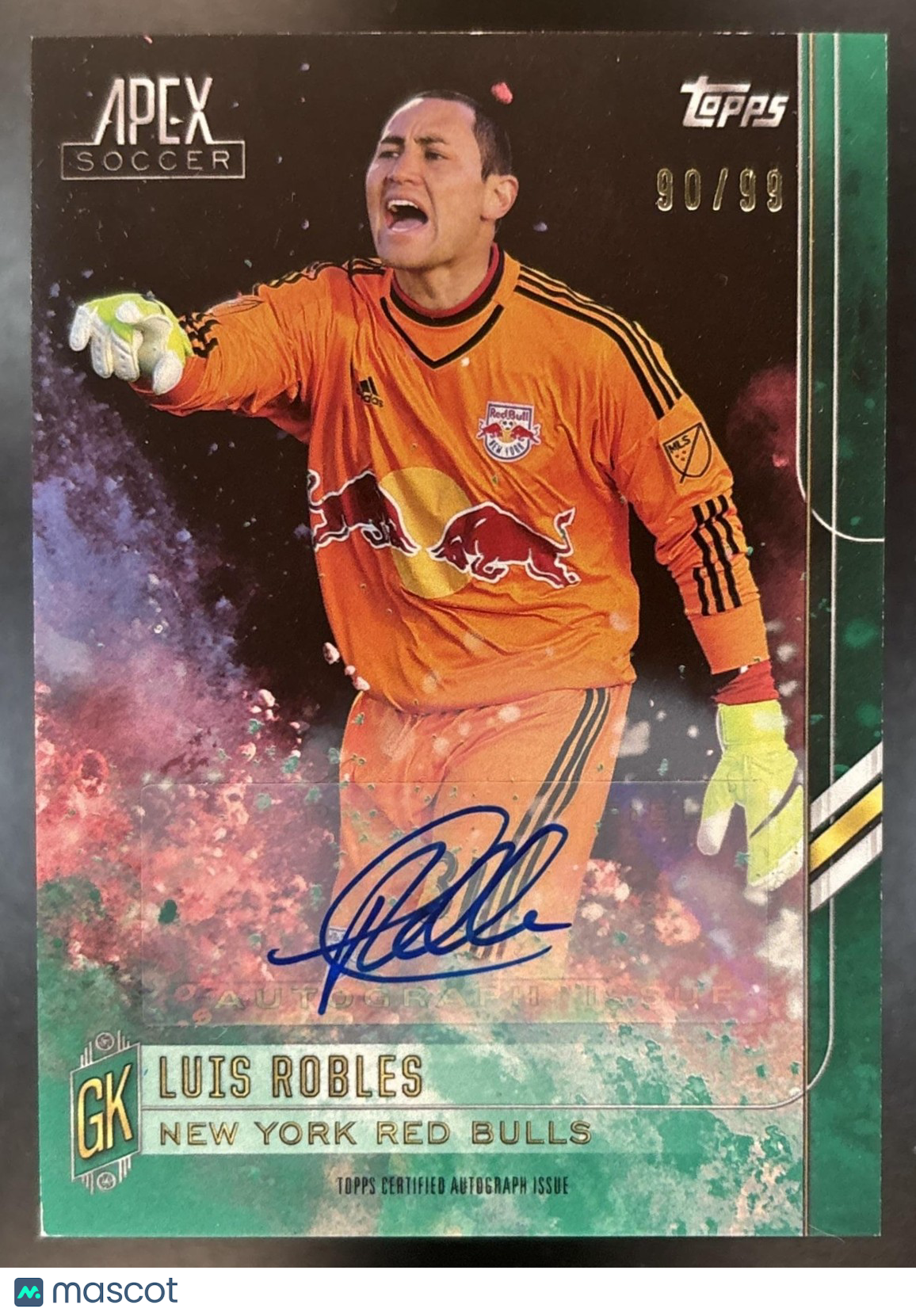 2015 Topps Apex MLS Luis Robles Auto Green /99 #84 New York Red Bulls