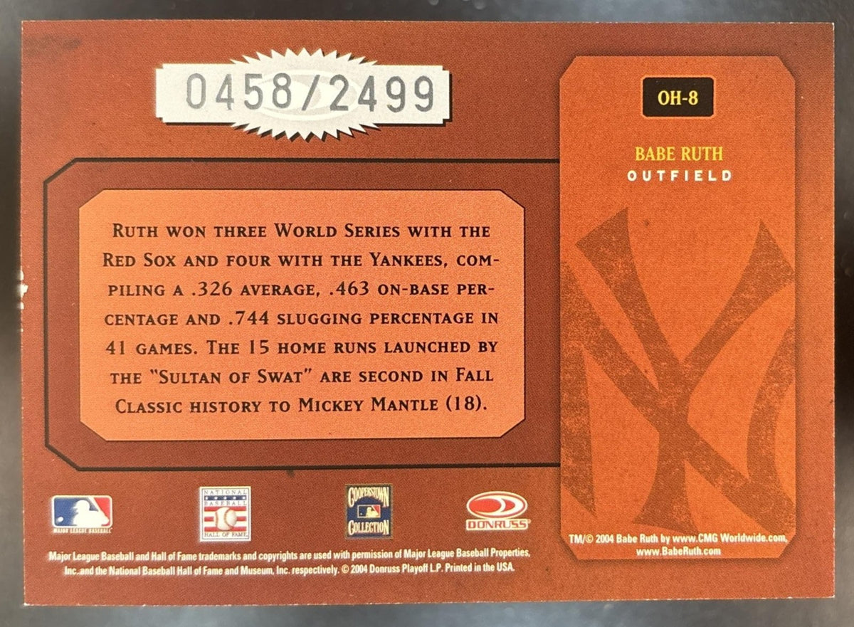 2004 Donruss Classics Babe Ruth October Heroes /2499 #OH-8 New York Yankees