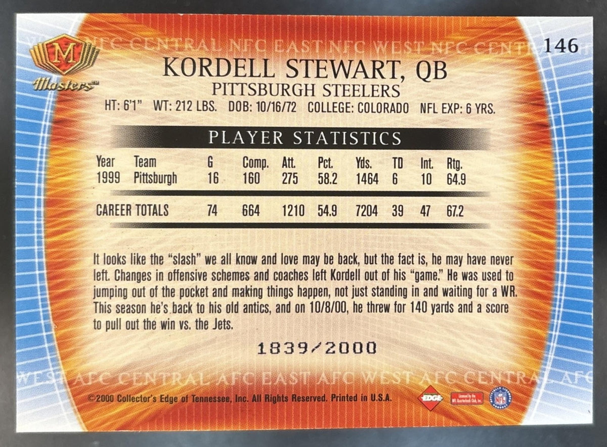 2000 Collector's Edge Masters Kordell Stewart /2000 #146 Pittsburgh Steelers