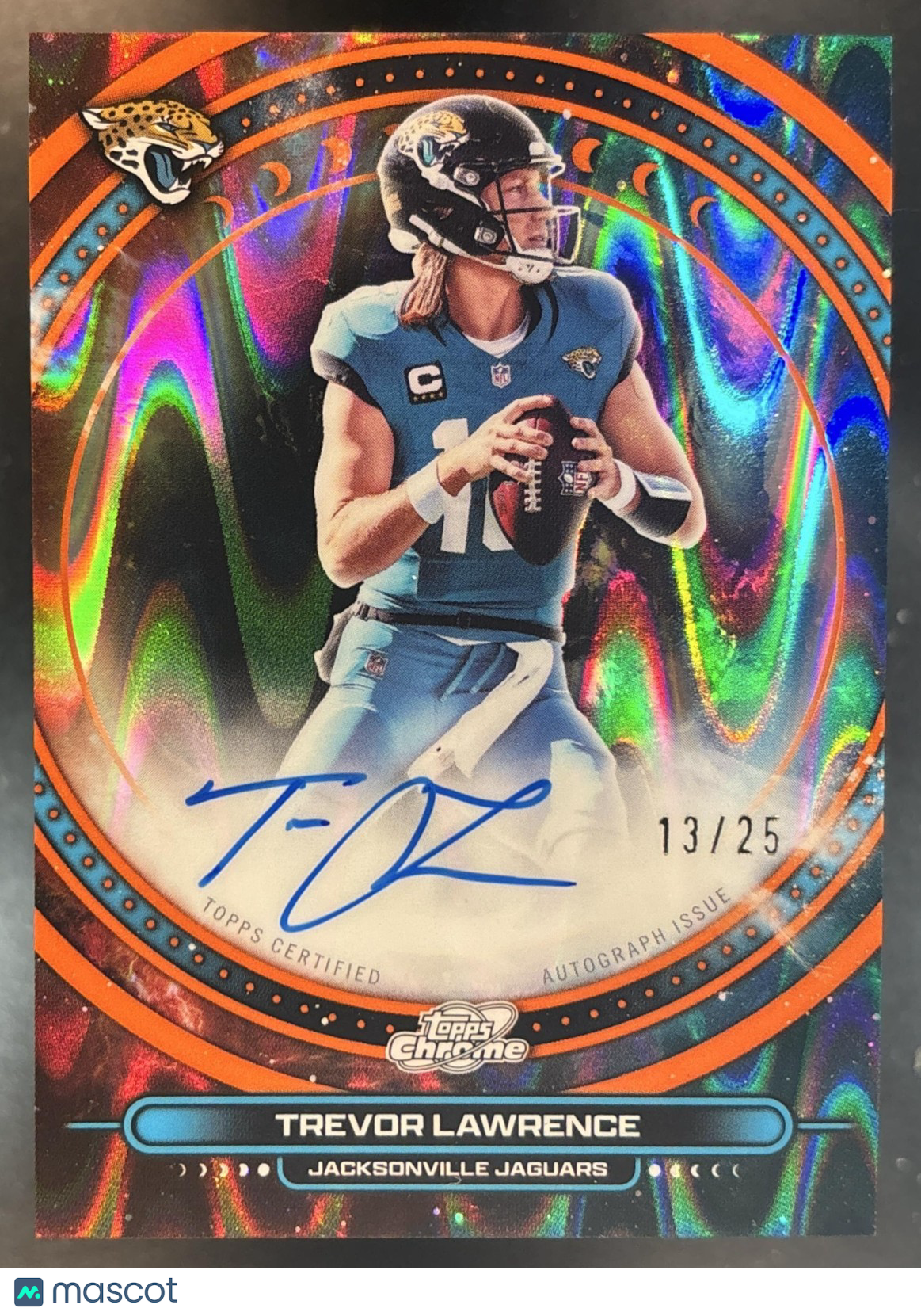 2025 Topps Cosmic Chrome Trevor Lawrence Equinox Auto Orange Galactic /25 Jags