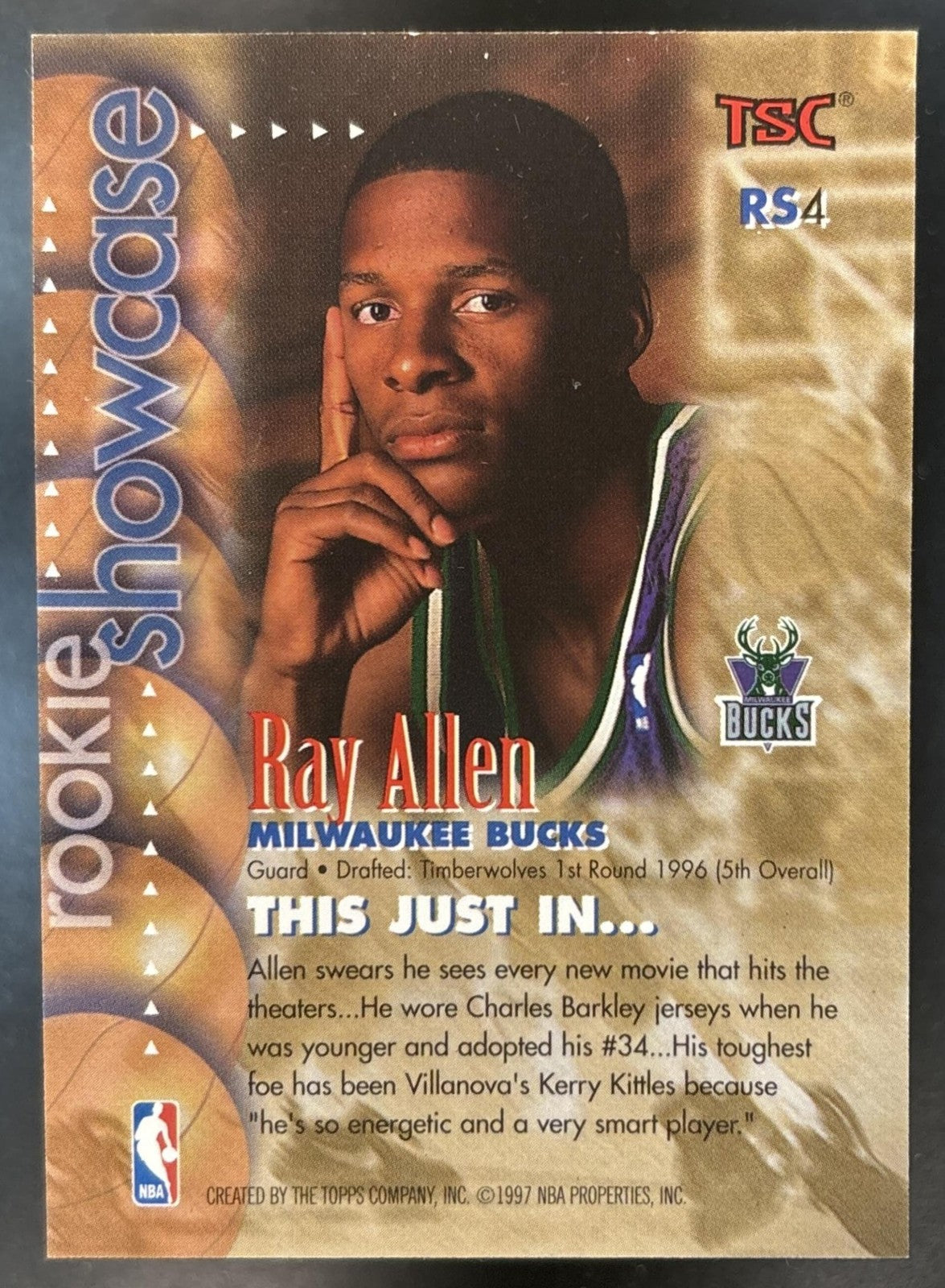 1996-97 Topps Stadium Club Ray Allen Rookie Showcase #RS4 RC Milwaukee Bucks