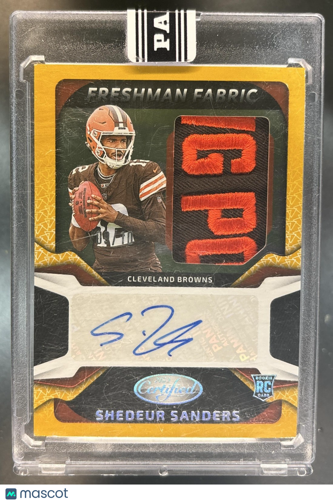 2025 Certified Shedeur Sanders Freshman Fabric Signatures Gold Etch /10 RC Auto