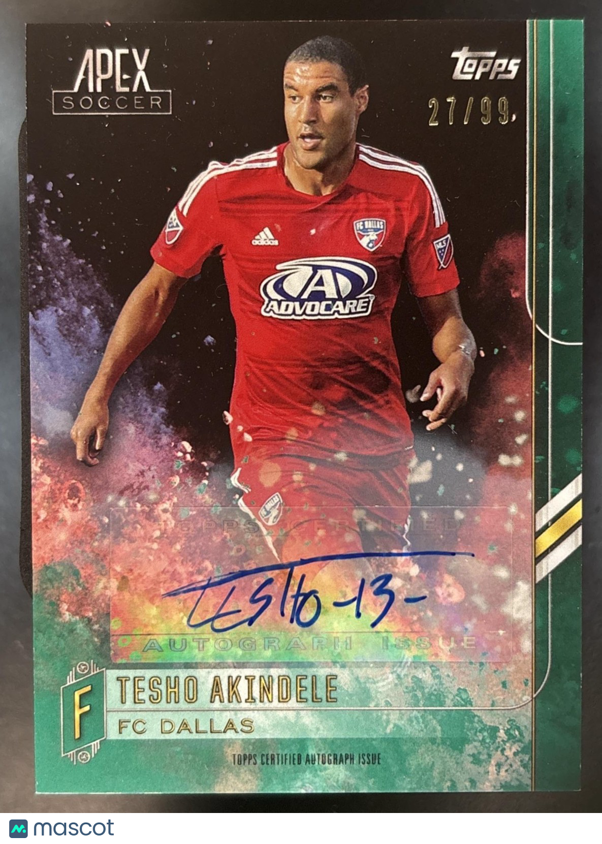 2015 Topps Apex MLS Tesho Akindele Auto Green /99 #29 FC Dallas