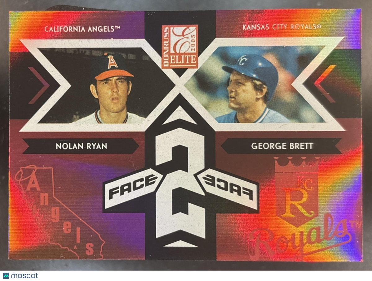 2005 Donruss Elite Nolan Ryan George Brett Face 2 Red /750 Kansas City Royals