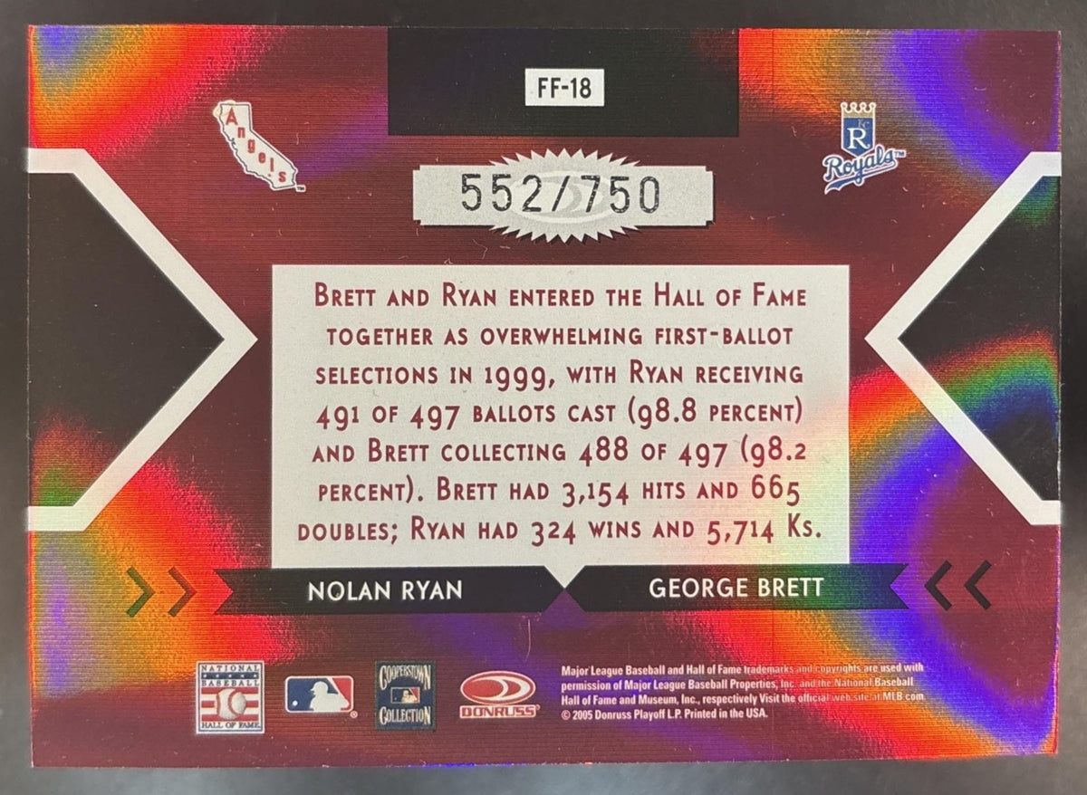 2005 Donruss Elite Nolan Ryan George Brett Face 2 Red /750 Kansas City Royals