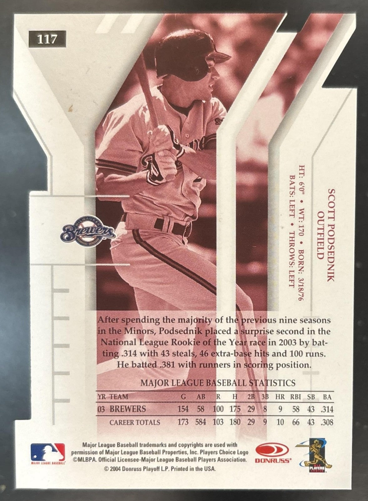 2004 Donruss Elite Scott Podsednik Aspirations /80 #117 Milwaukee Brewers