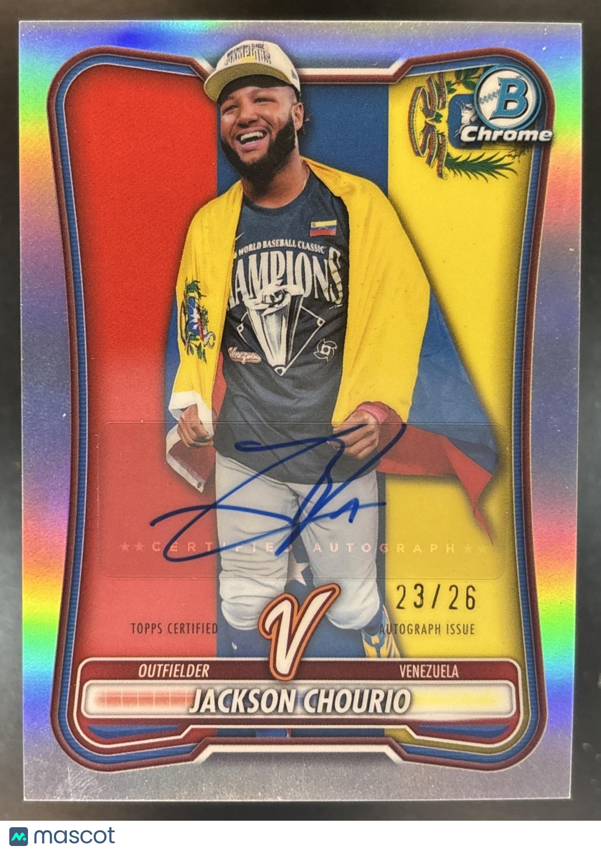 2026 Bowman Chrome Jackson Chourio WBC Flag Variation Auto /26 #WBC-5 SSP