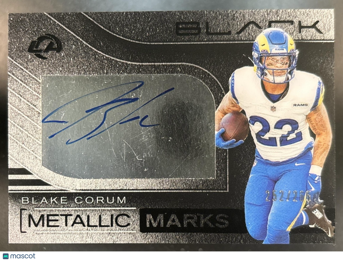 2025 Panini Black Blake Corum Metallic Marks Auto /265 #MMK-BCM Los Angeles Rams