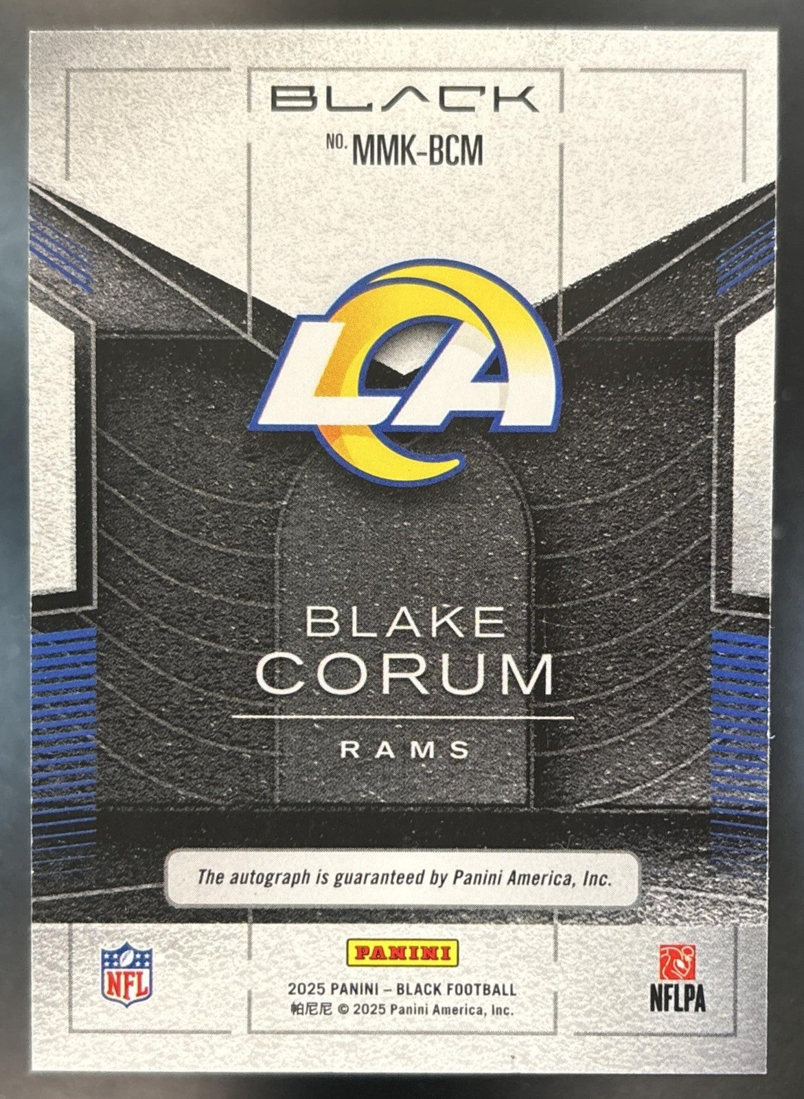 2025 Panini Black Blake Corum Metallic Marks Auto /265 #MMK-BCM Los Angeles Rams
