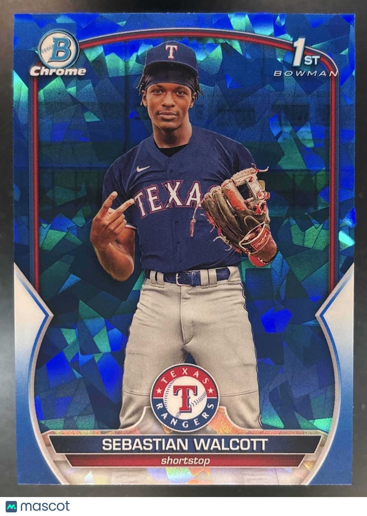 2023 Bowman Chrome Sapphire Sebastian Walcott #BCP-189 1st Prospect Rangers