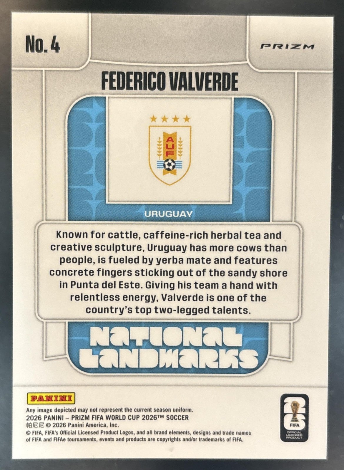 2026 Panini Prizm World Cup Federico Valverde National Landmarks #4 SSP Uruguay
