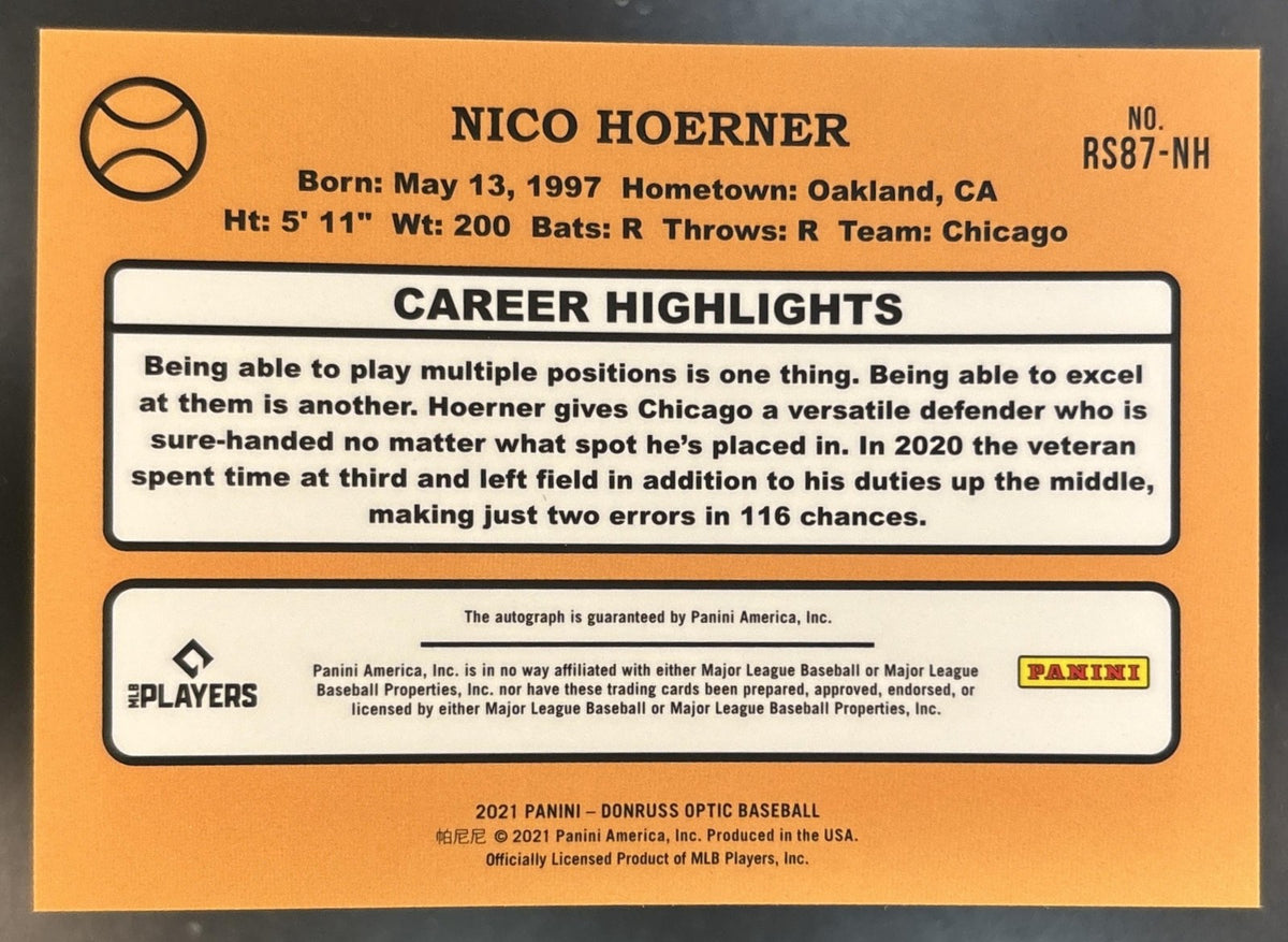 2021 Panini Donruss Optic Nico Hoerner Retro 1987 Signatures Auto Chicago Cubs