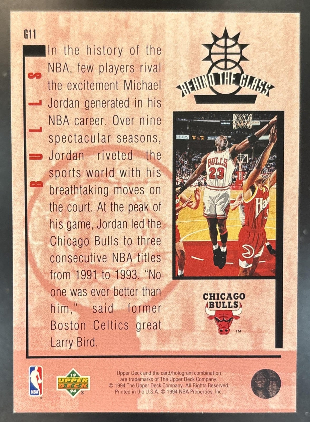 1993-94 Upper Deck Special Edition Michael Jordan Behind the Glass #G11