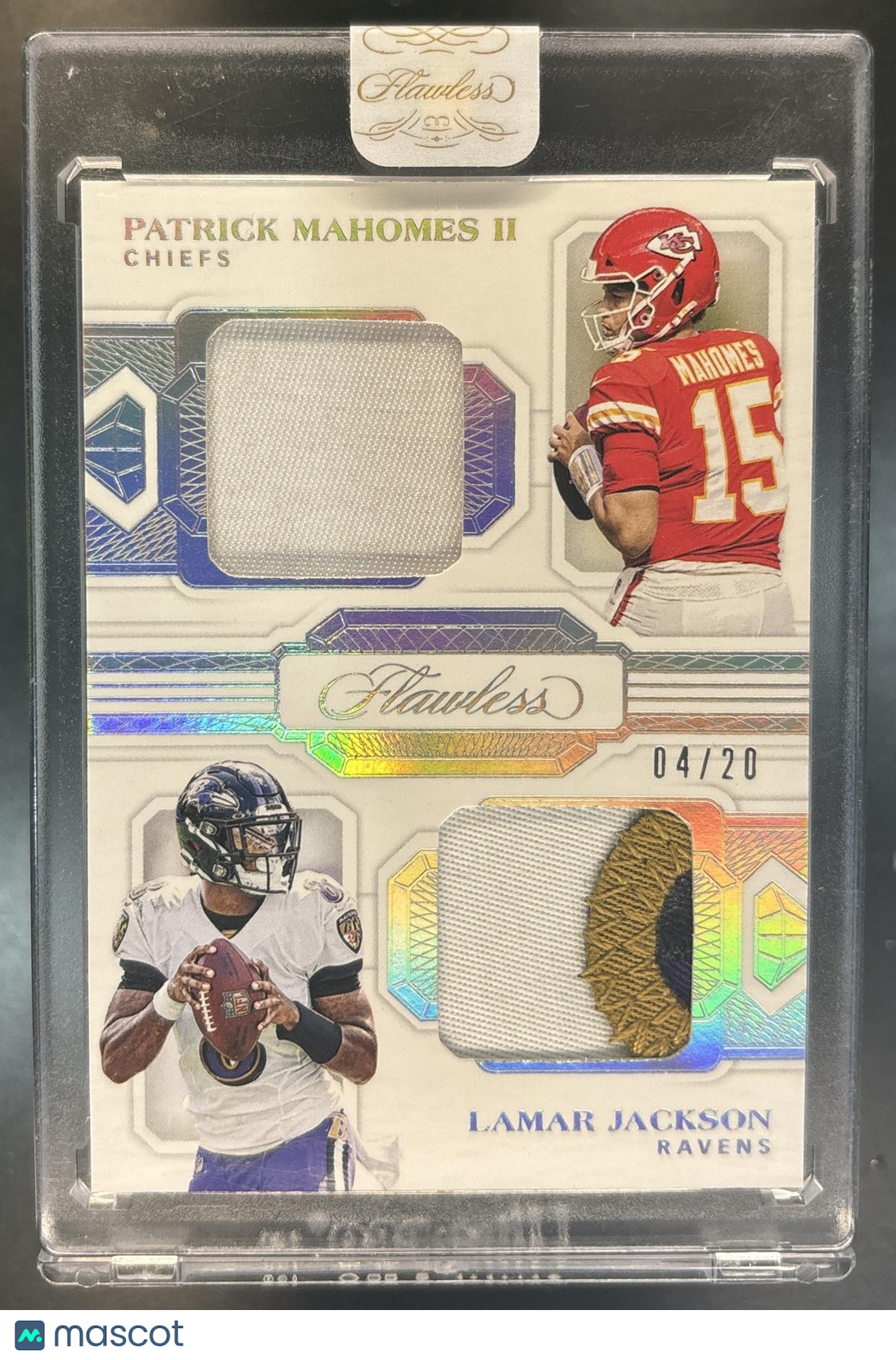 2020 Flawless Lamar Jackson Patrick Mahomes II Dual Diamond Memorabilia /20 MEM
