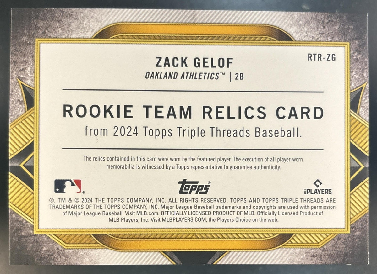 2024 Topps Triple Threads Zack Gelof Rookie Team Relics /36 RC Athletics