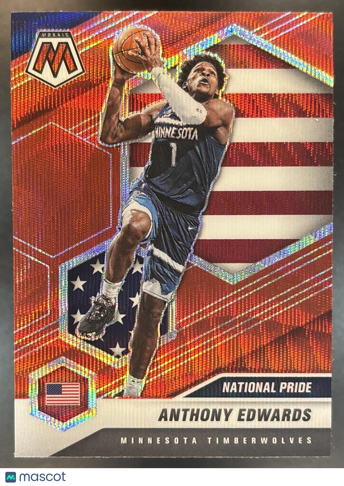 2020-21 Panini Mosaic Anthony Edwards Red Wave #252 National Pride RC