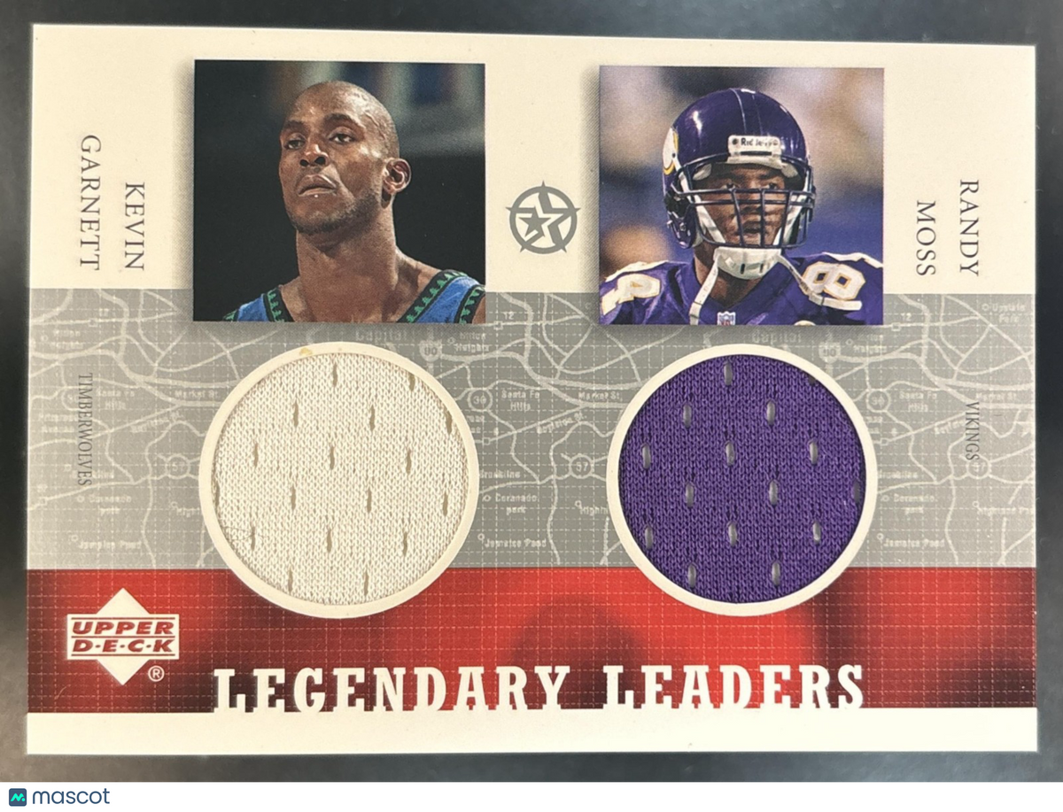 2002 Upper Deck SuperStars Kevin Garnett Randy Moss Legendary Leader Dual Jersey