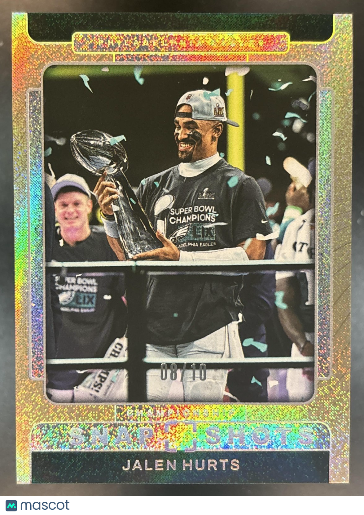 2025 Panini PhotoGenic Jalen Hurts Championship Snapshots Gold /10 #1 Eagles