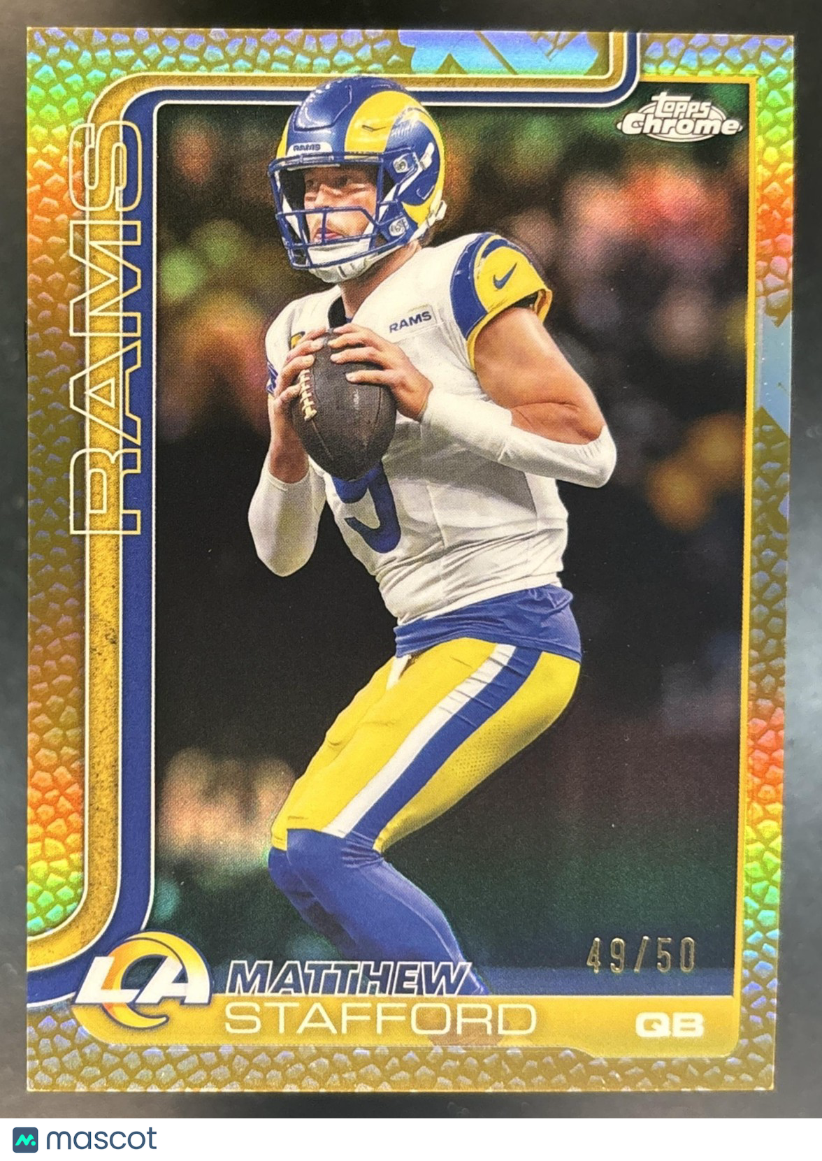 2025 Topps Chrome Matthew Stafford Football Leather Gold /50 #169 Rams